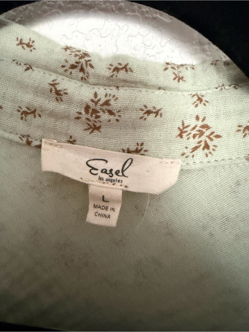 easel Sage Green Floral Button-Front Top - Picture 2 of 3